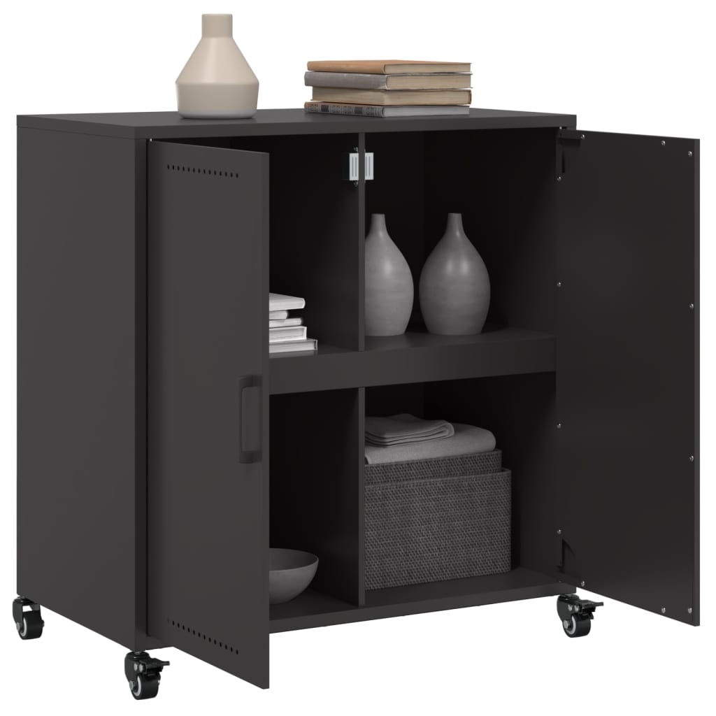 Vidaxl Szafka, Czarna, 68,5X39X72 Cm, Stal