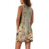 Women's V-neck Sundress Sleeveless Casual Floral Print Dress With Pockets