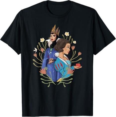 Evil Queen And Snow White With Apple Black TShirt S