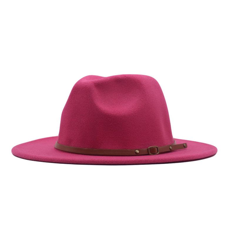 Europäischer, amerikanischer Herbst- und Winter-Kaffeefarbe Jazzhut Kinder Britischer Retro-Flachkrempen-Wollhut Filzhut Vielseitiger Mode-Hipster Zylinder