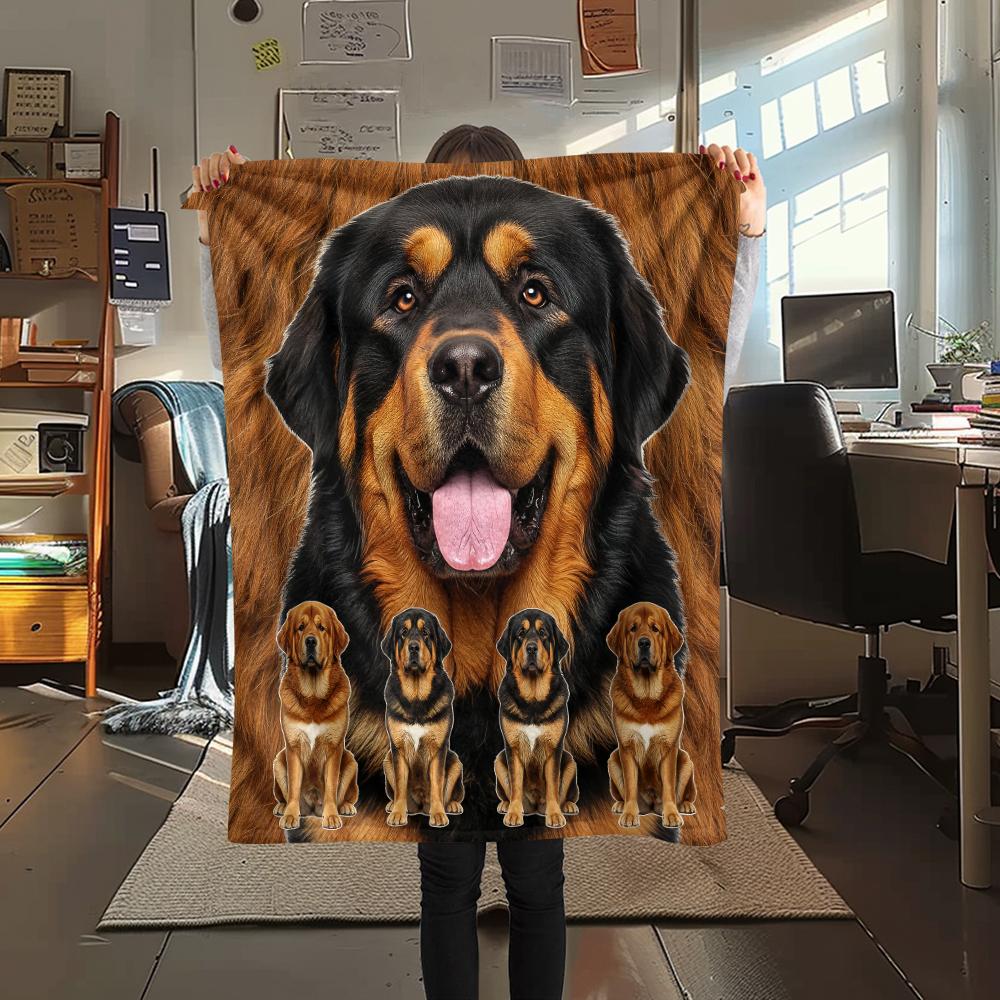 1Pc Tibetan Mastiff Dalmatian Print Flannel Blanket, High quality Comfortable for All Seasons, Home Decor, Warmth and Comfort, Perfect for Gifts