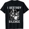 I Destroy Silence Vintage Music Band Drum Drummer Skeleton T-Shirt