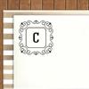Printtoo Alphabet C Monogram Initial Square Swirl Border Self Inking Rubber Stamp Office