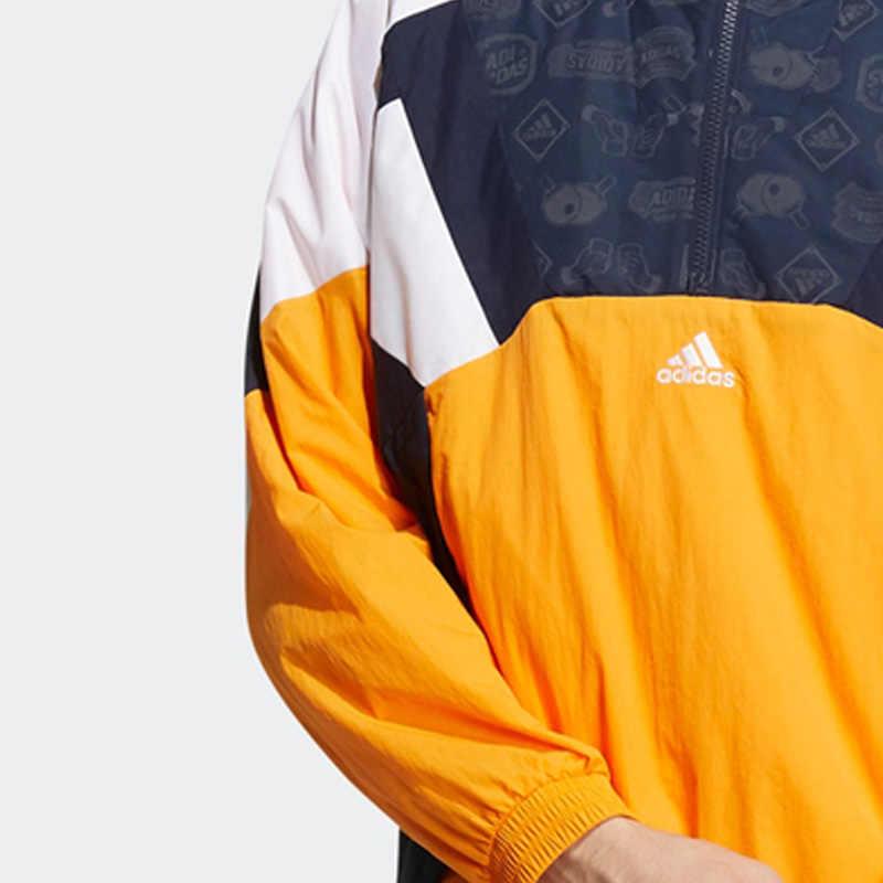 adidas Sport Lifestyle Series Color Block Comfortable Long Sleeve Hoodie Men Hoodies Yellow HE9892
