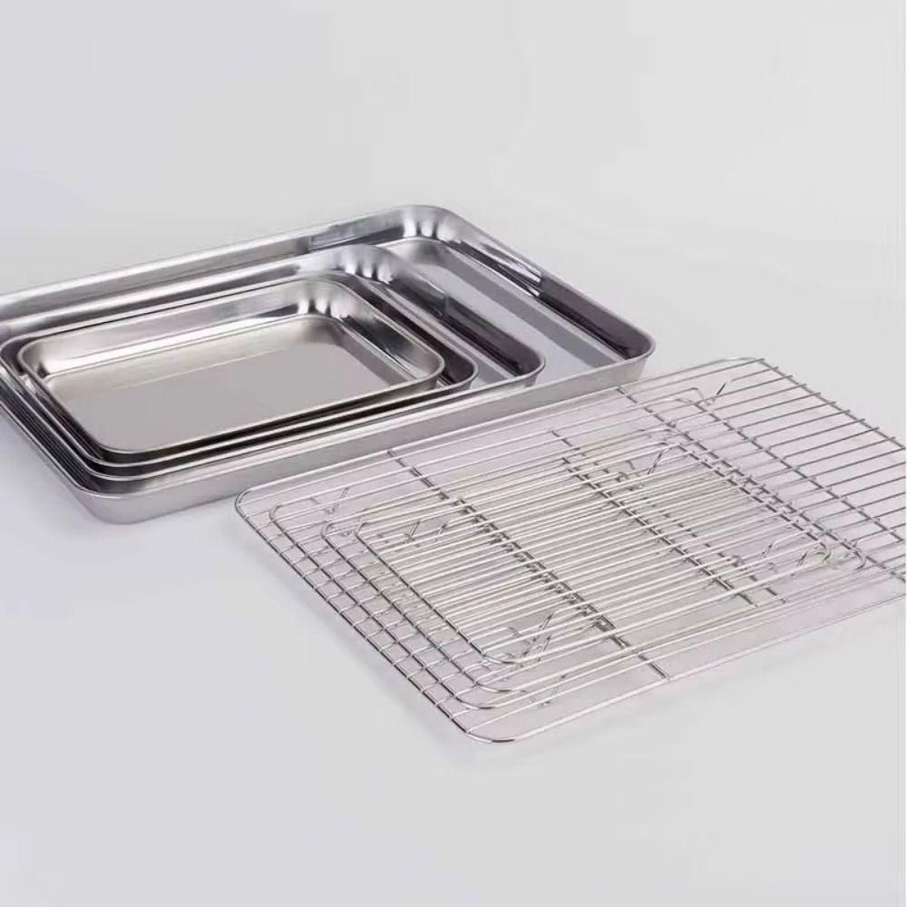 Stainless Steel Baking Pan with Rack Removable Draining Oil Pan Steaming Cooling Racks Household