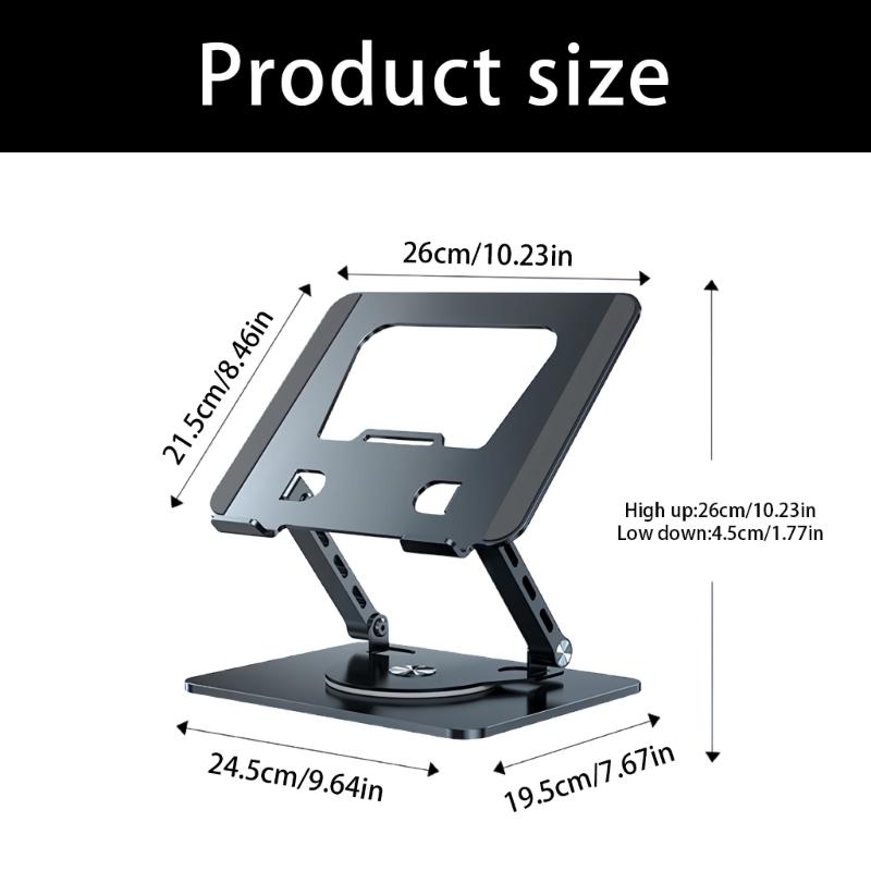 Adjustable Two Axises Laptop Cooling Stand Foldable Aluminum Alloy Frame 360 Swivels Base Ergonomic Desktop Suspension For 10 17" Devices