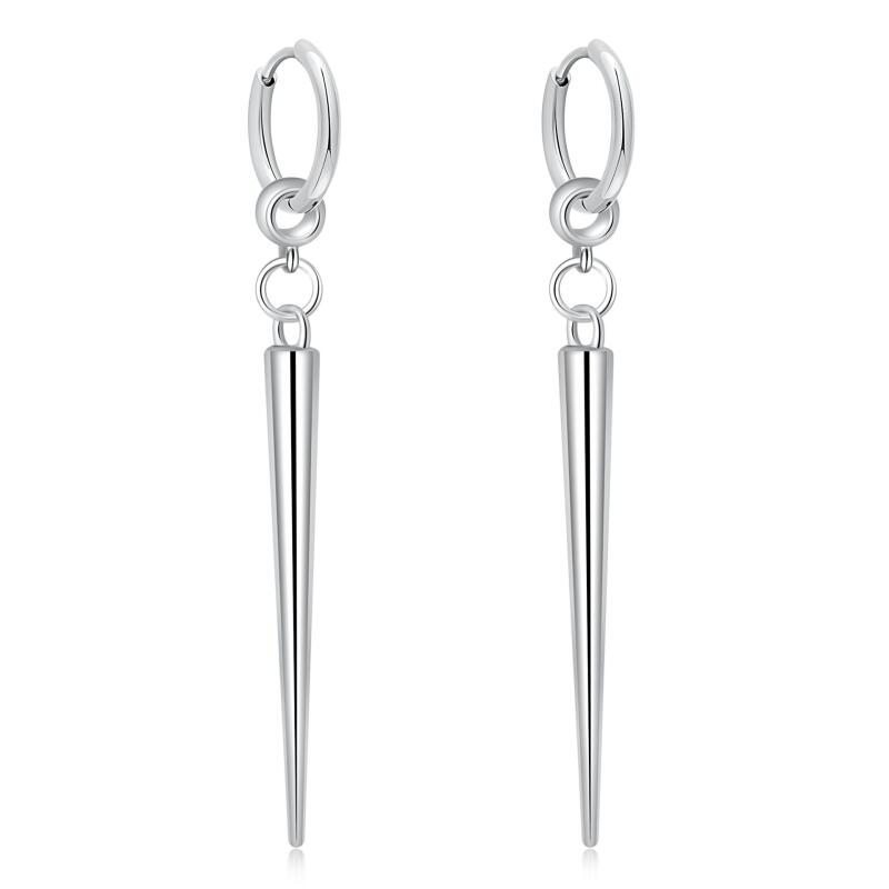 Exaggerated Gothic Cone Pendant Earrings for Women Ladies Personality Silver Color Drop Earrings Buckle Party Jewelry Wholesale