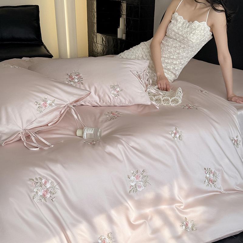 Elegant Luxury: Embroidered Long-Staple Cotton 4-Piece Bedding Set