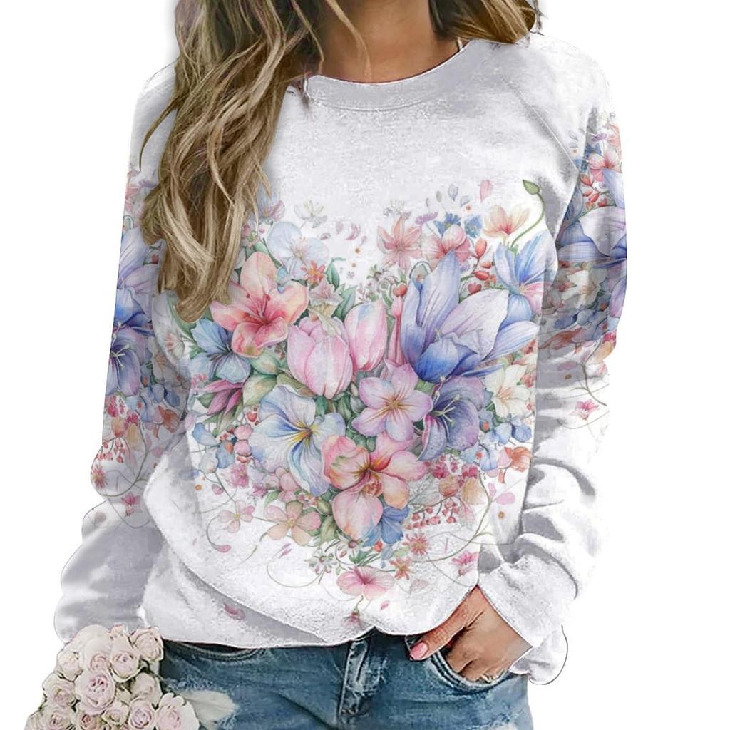 Floral Flower Pattern 3D Print Sweatshirts Women New Casual O-Neck Hoodies Streetwear Y2k Pullovers Harajuku Tops Woman Clothing