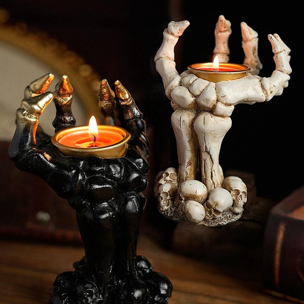 M-Modern-Halloween Candle Holder Skeleton Ghost Hand Candle Holder Resin Ornament Ghost Festival Candle Holder Candle Light