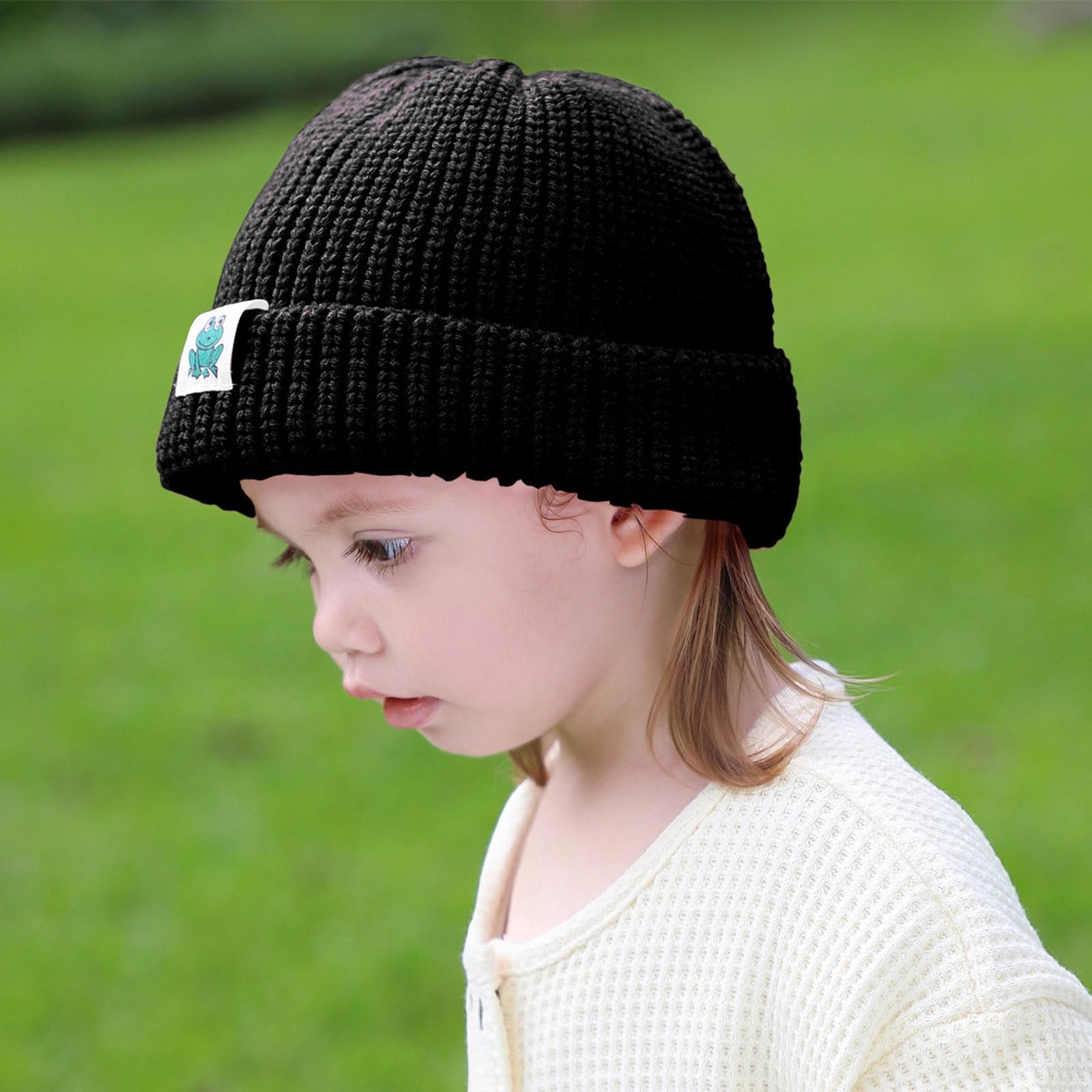 

Детская зимняя шапка для малышей, детская теплая вязаная толстая лыжная шапка с помпоном для мальчиков и девочек One size чёрный