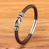 Modisches geflochtenes Retro-Armband aus Edelstahl mit Schnalle, schwarz, schlicht, lässig, Lederseil, Paarschmuck, passendes Herren-Lederarmband