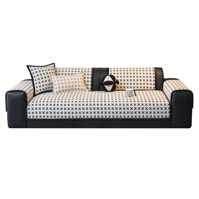 Velvet Sofa Cushion Four Seasons Thickened Plush Cushion Cover Cloth Jacquard Tuffed Fleece Non-slip Sofa Cover for Living Room