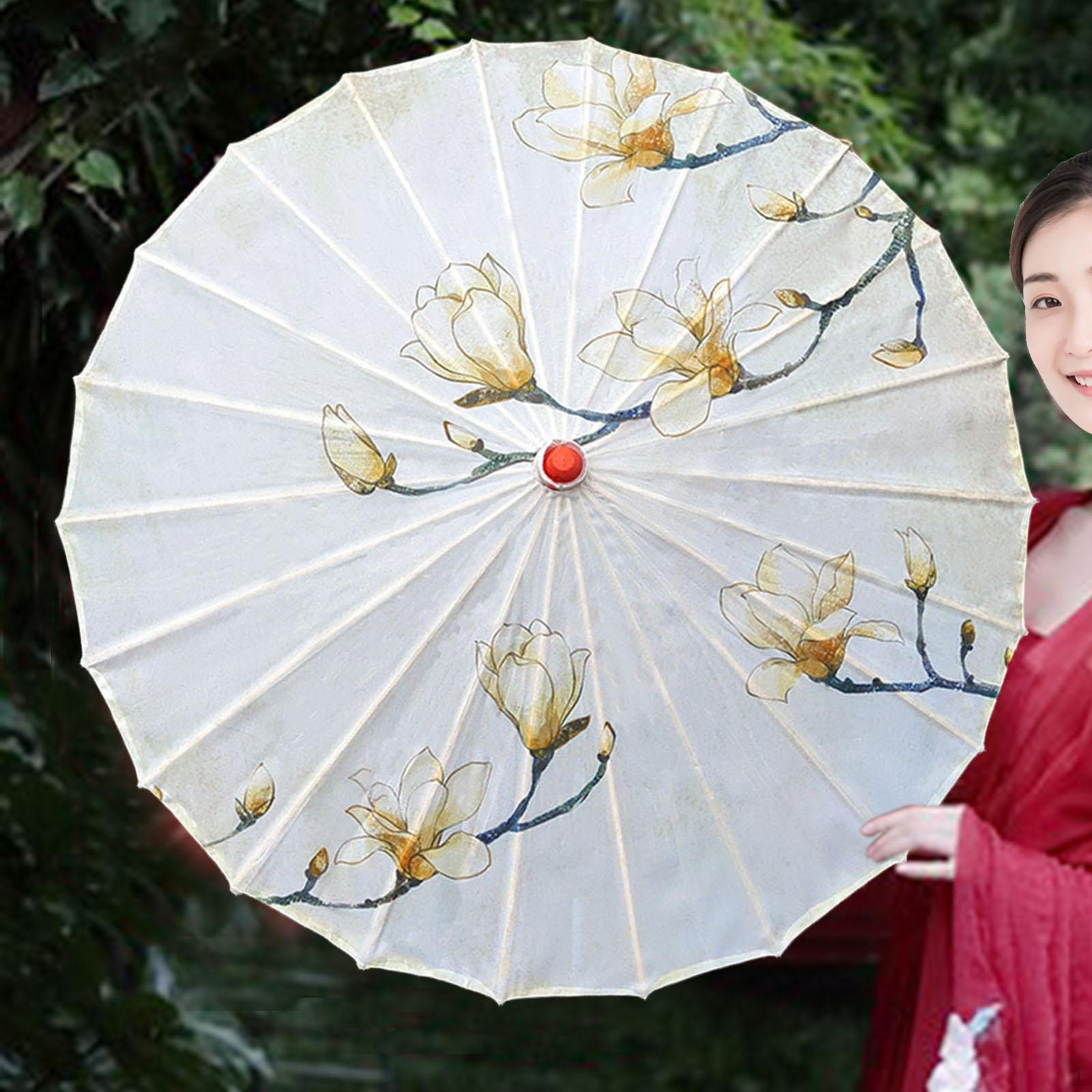 Chinesischer geölter Papierregenschirm 32,28 Zoll Kunsttanz Kostüm Requisite für Brautpartys Gastgeschenk Magnolia white