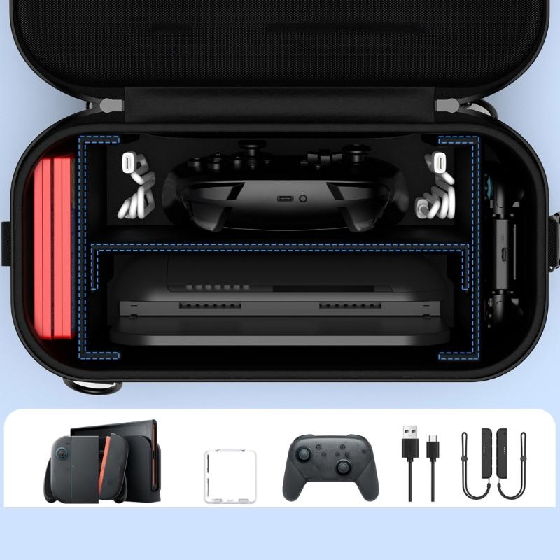 Protective Travel Storage Organiser Bag For NS2 Gaming Console Feature Shockproof Design with Game Card Slots