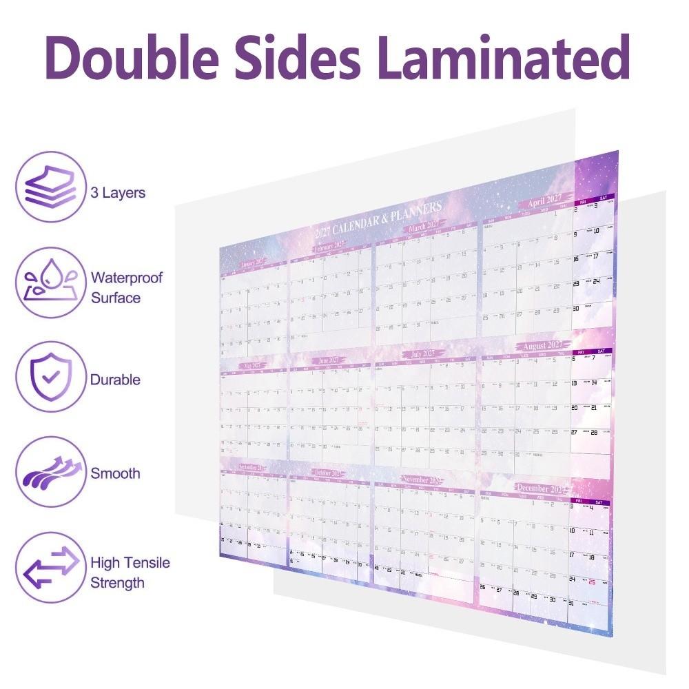 Foldable Yearly Wall Planner Erasable Surface Calendar Planner Sheet New Full Year Planner School