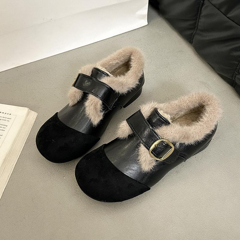 

Women s large size soft elastic winter warm anti cold fur one padded snow boots non-slip wear outdoor leisure sports cotton boots Le Fu shoes 35