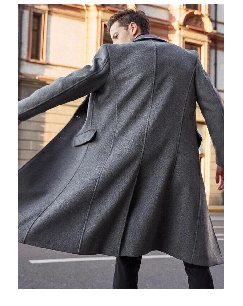 2025 Europäischer Herren Hochwertiger Britischer Mittellanger Woll-Trenchcoat