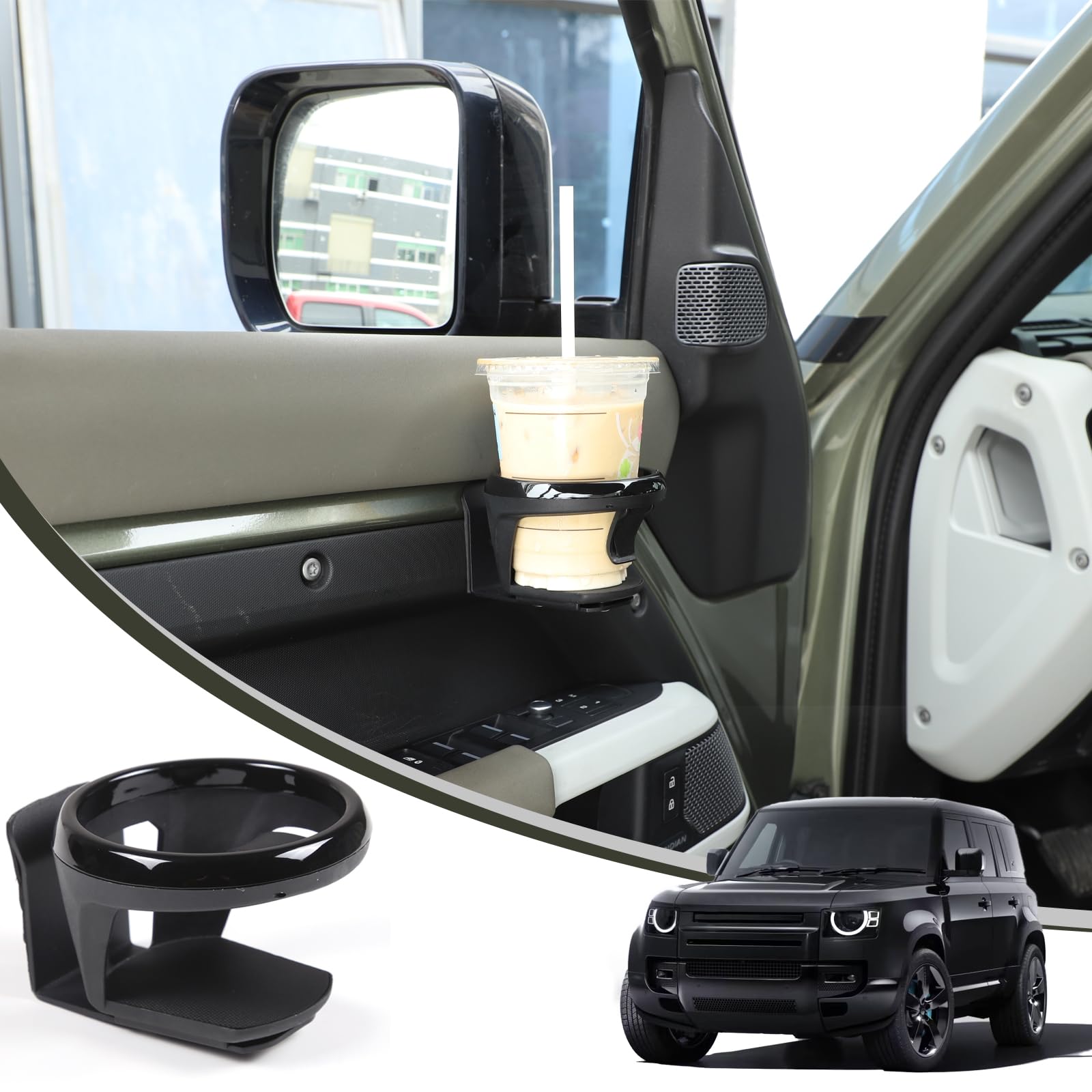 

METYOUCAR Round Carbon Steel Door Cup Holder for Land Rover Defender and 130 Ideal for Customizing Your 90, 110, (2020-2025) - Interior. чёрный