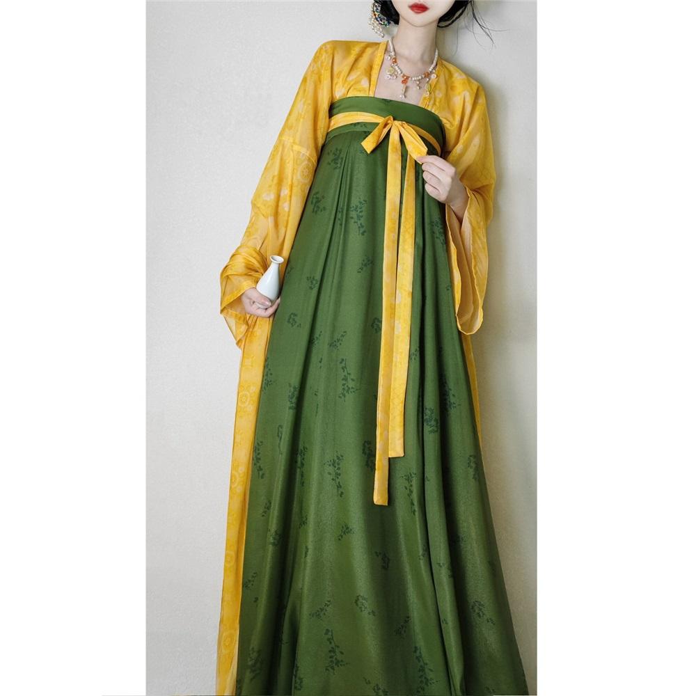 Costume Costum Chinezesc Stil Dinastia Tang Chinezesc Dopamină Zilnică Retro Dintr-o Bucată Fustă Lungă Costum Pentru Femei