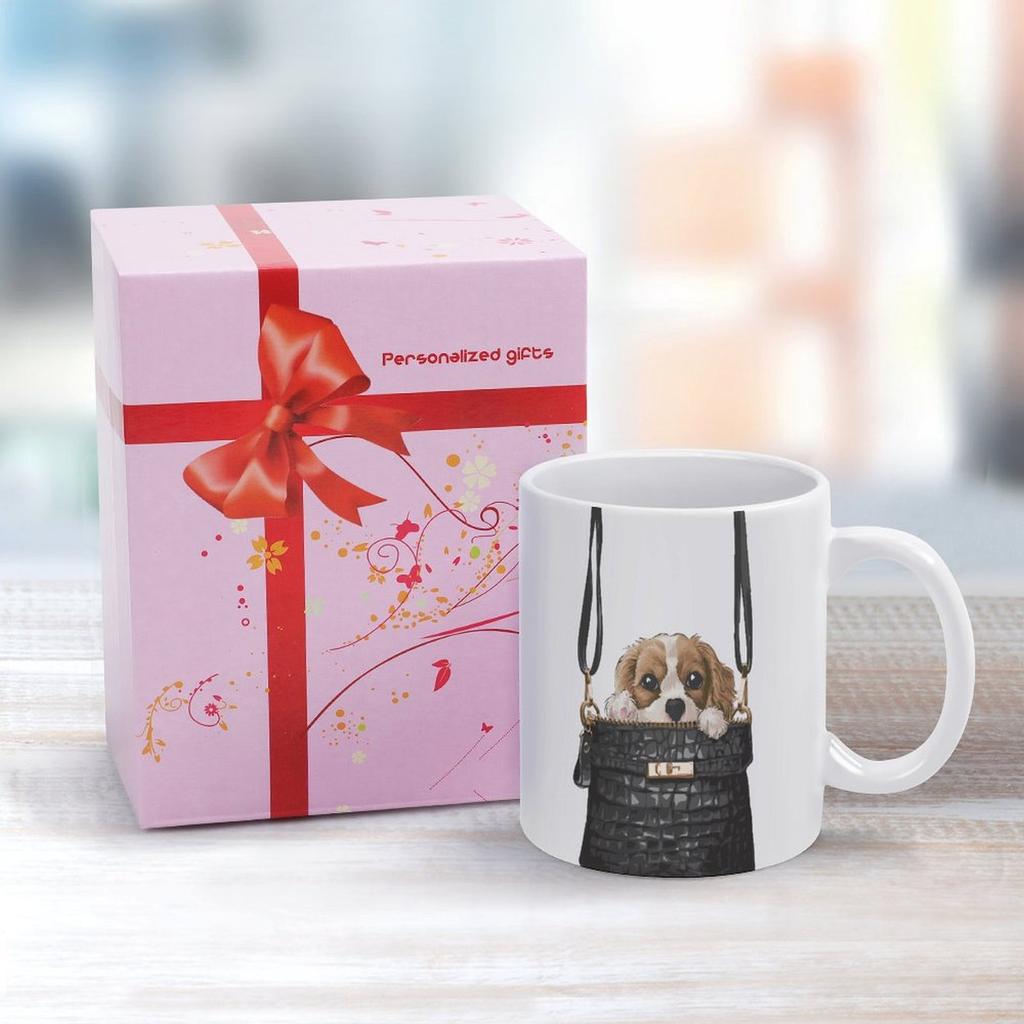 1 Packung 11oz Weiße Keramiktasse Mit Klar Gedrucktem Stil Auf Beiden Seiten Stabile Kaffeetasse Für Den Täglichen Heim- und Bürogebrauch