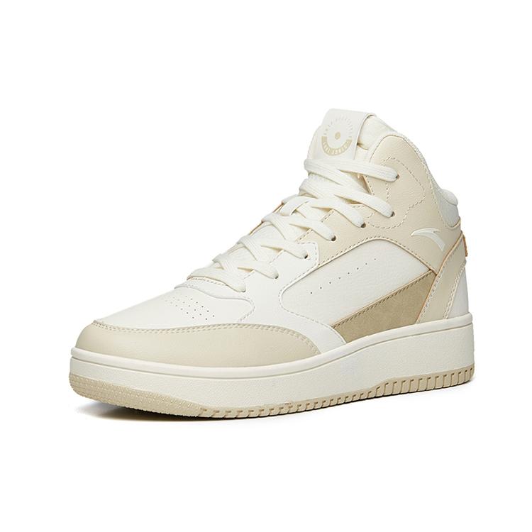 New Anta Wear Resistant Coverage High Top Skateboard Shoes Men's Light Beige White 912238013-5