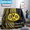 Custom Name Borussia Dortmund Flannel Blanket, Use for Birthday/Holiday Gift, Soft Blanket for Sofa/Bed/Camping/Office, Home Decor
