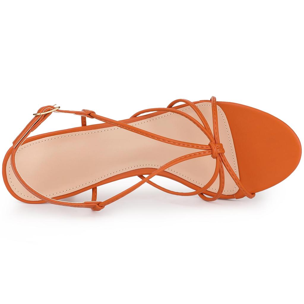 Allegra K Women's Slingback Sandals with Straps, Cat Heel, Orange, Size 25.0 cm