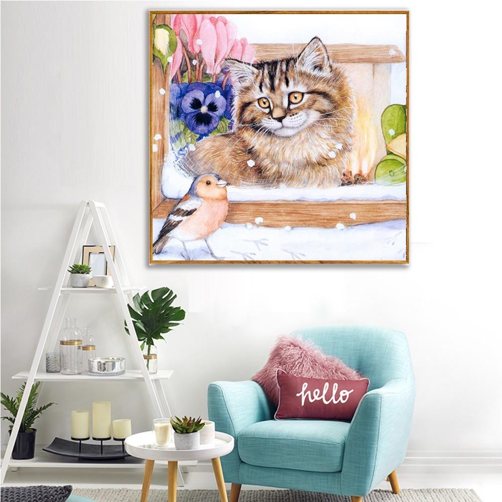 DIY Diamantstickerei Sale Katze Diamantmalerei Vollrunde Diamanten Mosaik Kreuzstich