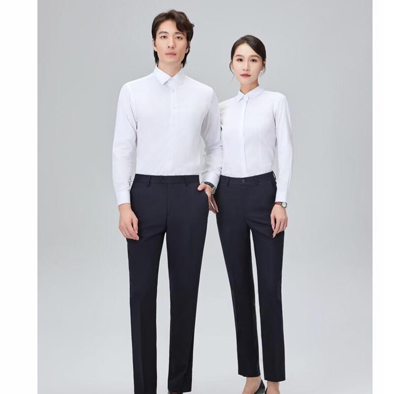 Unisex Double Yarn Cotton Non-Iron Long Sleeve Business Shirt