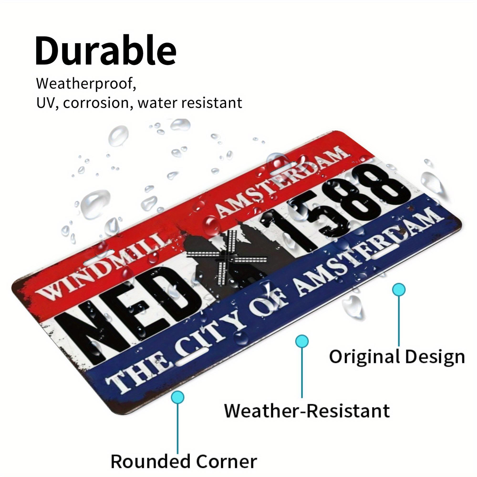 Amsterdam Windmill The City of Amsterdam Netherlands Themed Aluminum Metal Sign D Flat Printing Weatherproof Distressed Vintage 15x30cm(5.9x7.8inch)