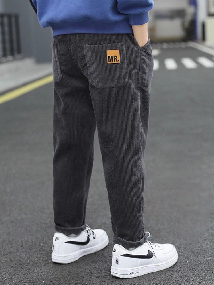 Boys' Corduroy Plus Velvet Winter Pants - New 2025 Style Long Sweatpants for Kids