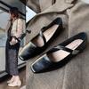 2025 Casual Versatile Odin Art Exhibition~ the ro * Square Head Leather Buckle Flat Mary Jane Women's Shoes