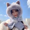 Plush Beanie Hat Scarf Thickening Ear Protection Cap Winter Scarf Set Hooded  Outdoor