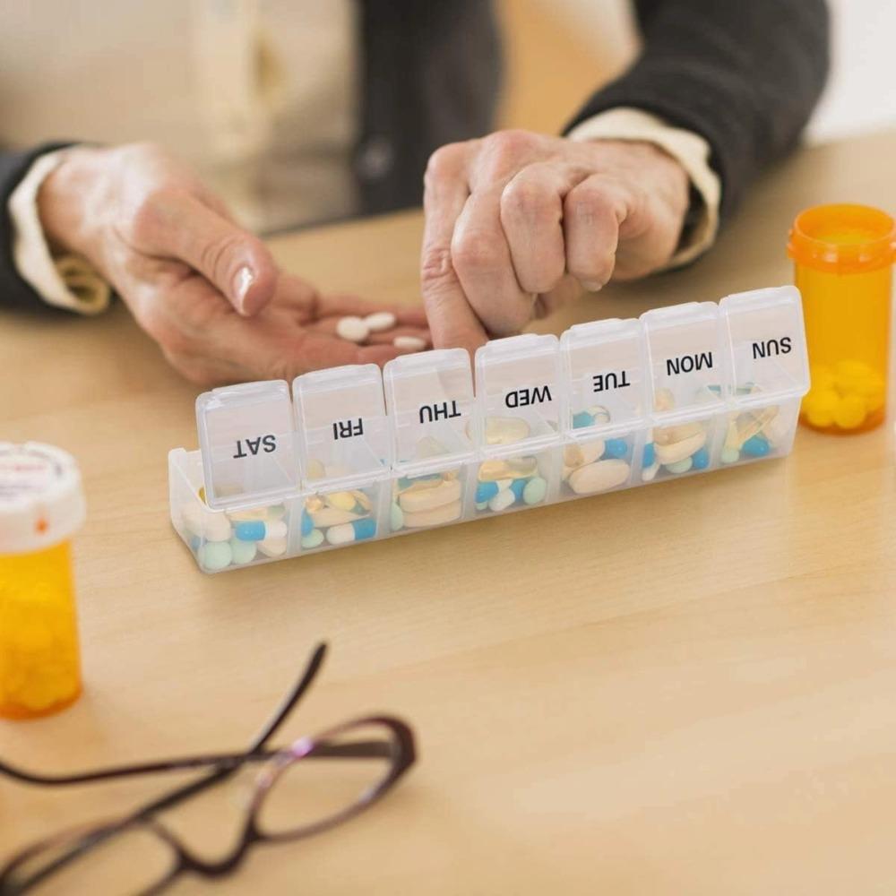 New Hot Large Premuim Portable Travel 7 Days 7 Grids Pill Box Cases Container Organizer Storage for Vitamin Medicine Fish Oils