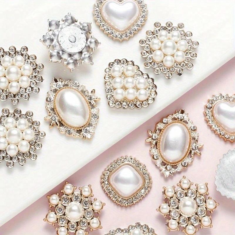 Heart-Shaped Rhinestone & Faux Pearl Decor Home Clothing Accessories DIY Jewelry Making Supplies