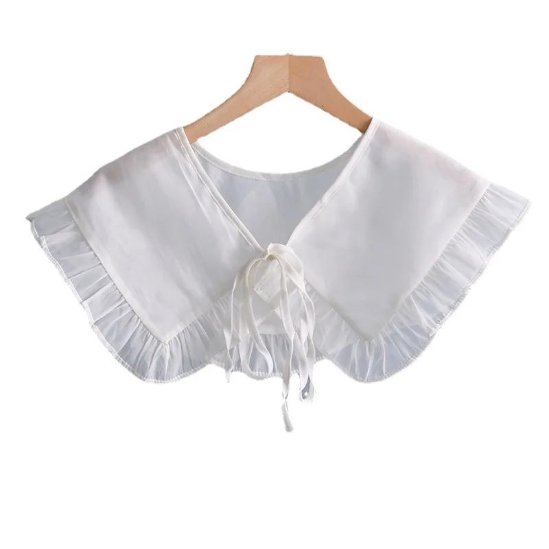 Women Lace Detachable Collar Shawl Bowknots Neckwear Fake Collar Shoulder Wraps Female False Collars Small Cape