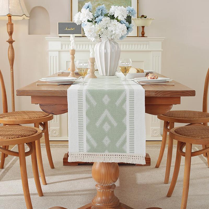 Modern Minimalist Tassel Cotton Linen Table Runner