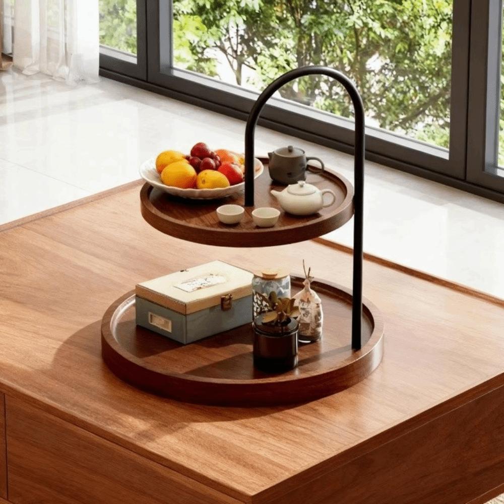 Space Saving Serving Tray Stand Double Layer Two Tier Holder Key Storage Rack  Kitchen Table