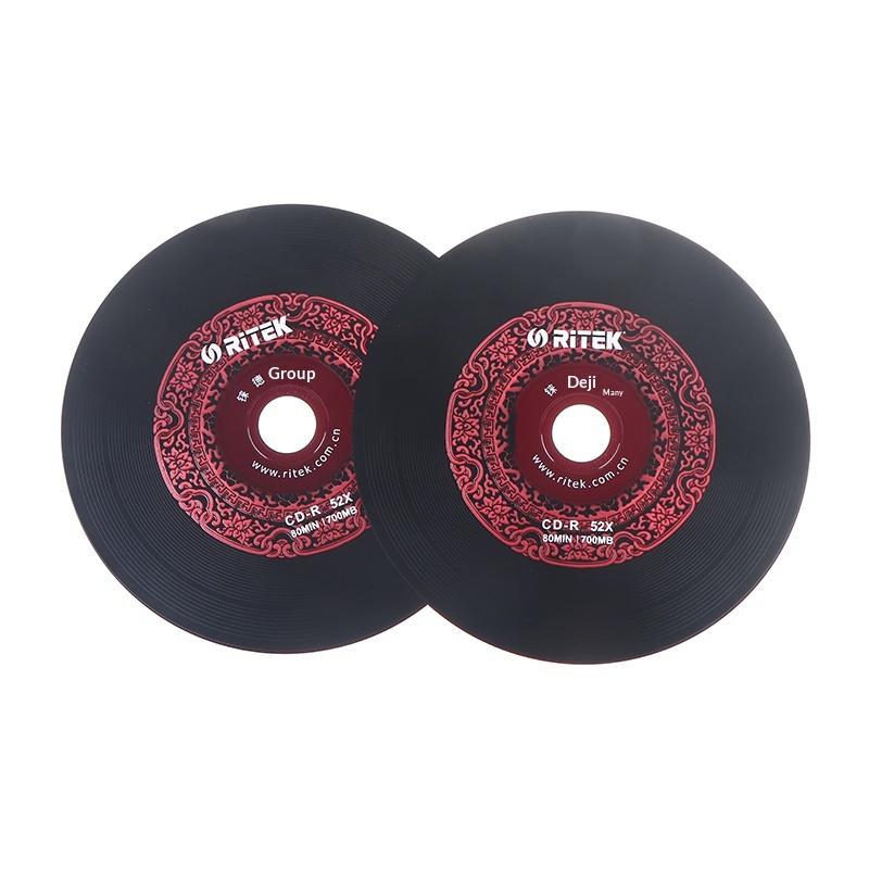 10PCS Ritek Vinyl Disc Black CD-R Blank Disc Recordable Compact Disc 700MB/80min/52x Car Music CD-R BLANK Disk Disc