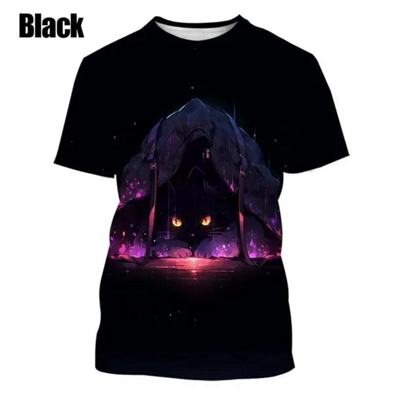 New Fashion Cute Animal 3D Printed Cat T-Shirt Casual Street Summer Short Sleeve O Neck Streetwear Baggy Tops Men Women Tees