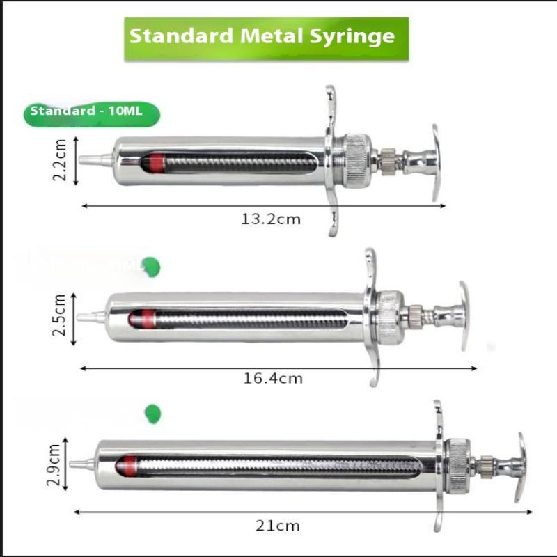 1 Set 20-50 ml Veteriner Alet Şırınga Aşı Enjeksiyonu Ayarlanabilir Doz 304 Paslanmaz Çelik İğne Ucu Dağıtıcı Hayvancılık Kümes Hayvanları