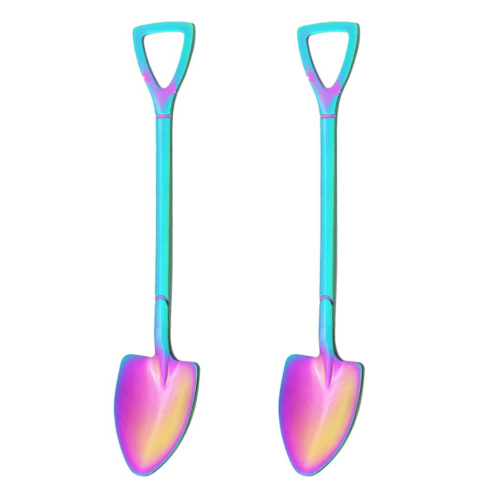 Rainbow Stainless Steel Shovel Spoon Set Ice Cream Stirring Spoon Tool Creative Teaspoon Dessert Coffee Spoon Party Cutlery Set