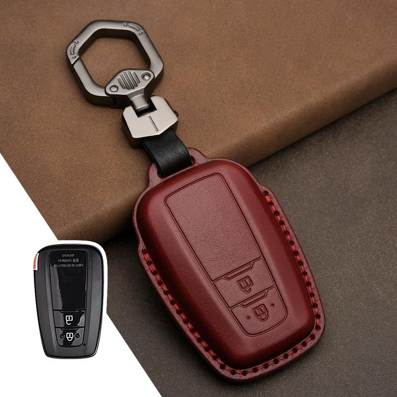Leather Key Case Cover Shell For Toyota Camry Corolla FJ Land Cruiser RAV4 Prius Sienna Prado CHR Avalon GT86 Protector Keychain