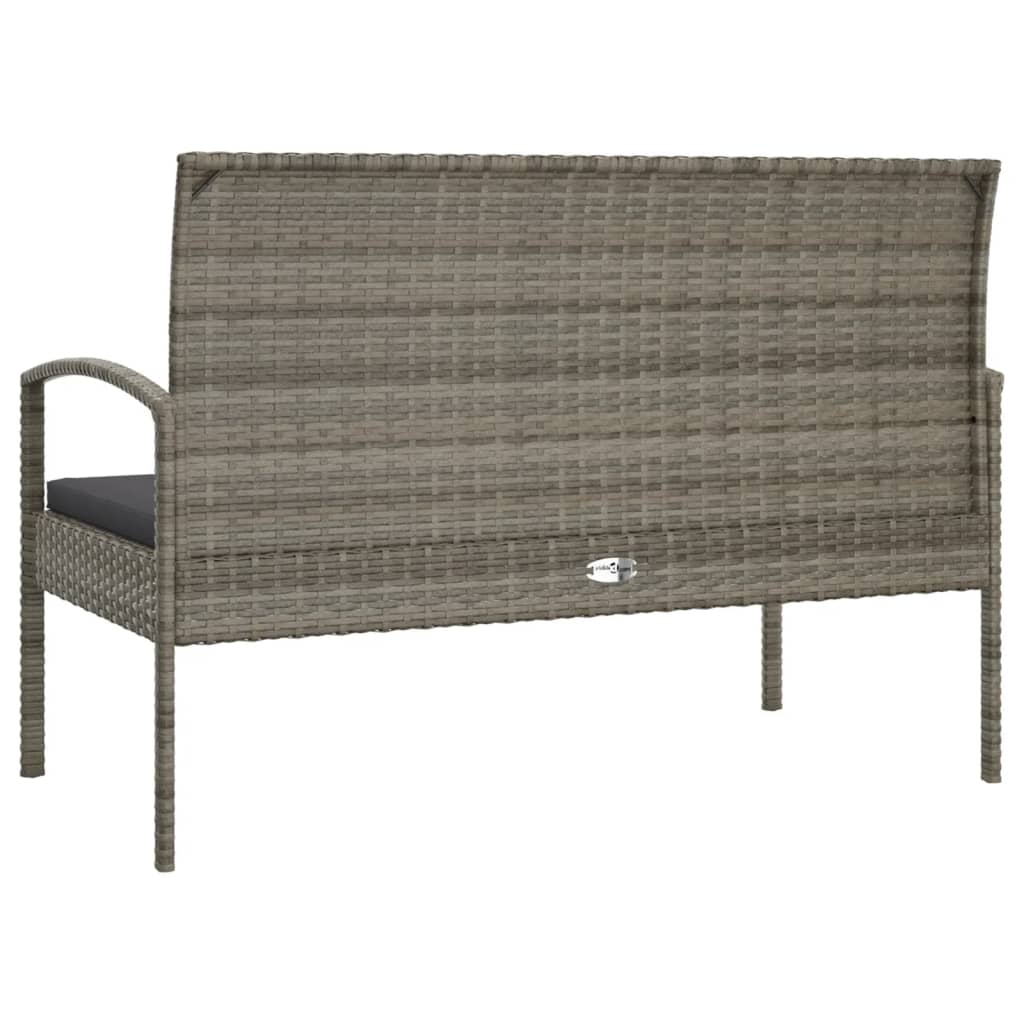 Vidaxl Ławka Ogrodowa Z Poduszką, Szara, 105 Cm, Polirattan