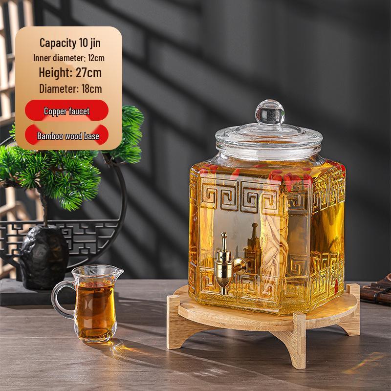Luxury Sealed Wine & Baijiu Soaking Jar with Faucet for Household Use
