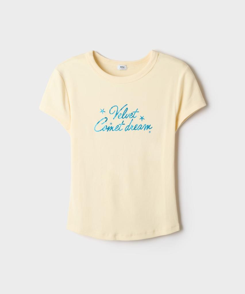 Seupao Glitter Typography Short Sleeve T-Shirt_Sprpg37G63