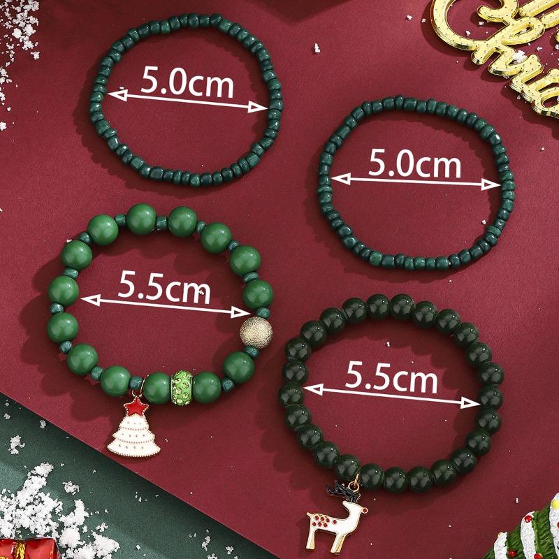 Christmas Ornaments Snowflake Christmas Hat Bracelet Elk Beaded Ladies Christmas Snowman Bracelet Set