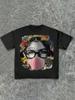 Glasses Girl Pink Mouth Grunge Portrait Colorful Front Street Graphic Mens Casual Short Sleeve Crew