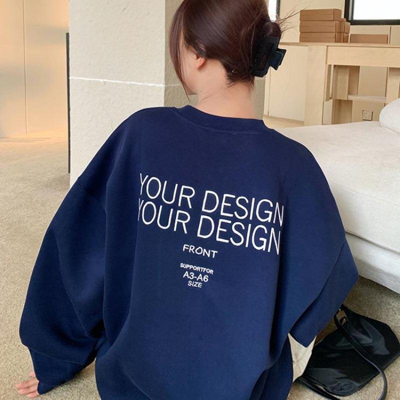 Frauen Langarm O Hals lose Pullover weibliche Tops einfarbig Sweatshirts